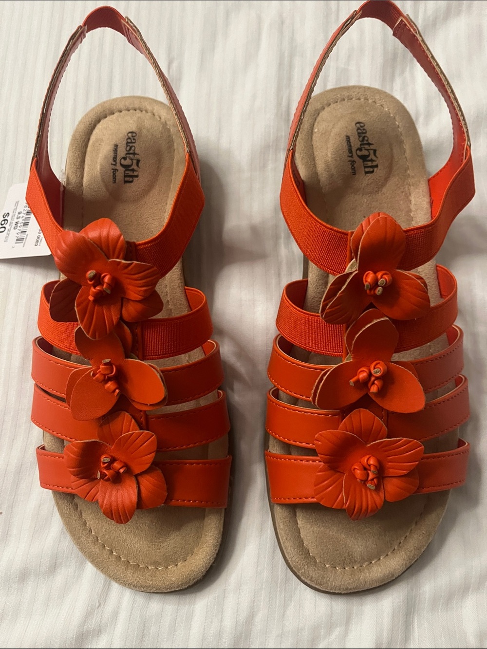 East 5th Orange Floral Strappy Slingback Flats